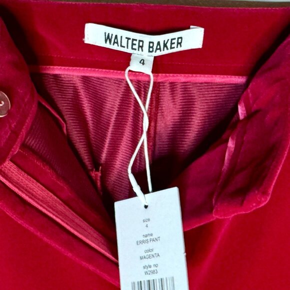NWT Walter Baker Ferris Velvet Pants  - Size 4  - Magenta - Picture 6 of 7
